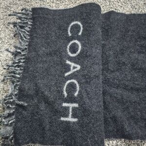 Coach Charcoal Wool Scarf with Fringe